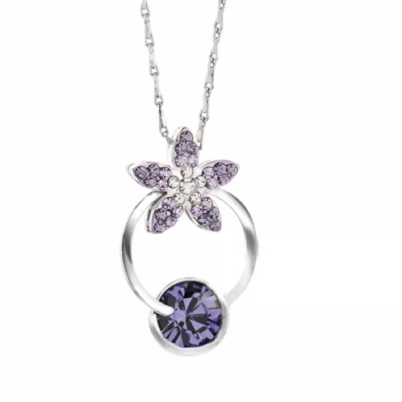 Jewelry - Amethyst Swarovski Platinum Flower Necklace