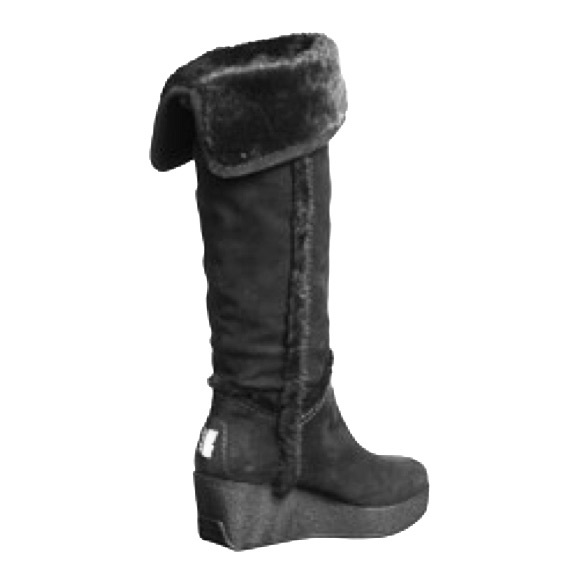 BCBGMAXAZRIA Black Suede Athens Wedge Boots