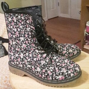 Floral combat boots