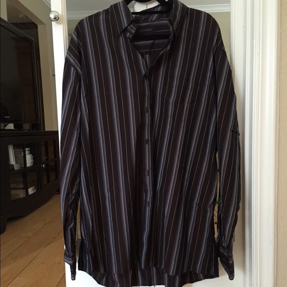 Men's long sleeve striped collared button down
