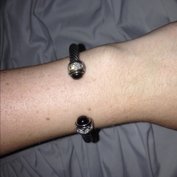 David Yurman style black and silver bracelet