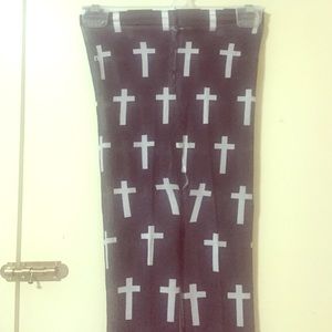 Black cross leggings