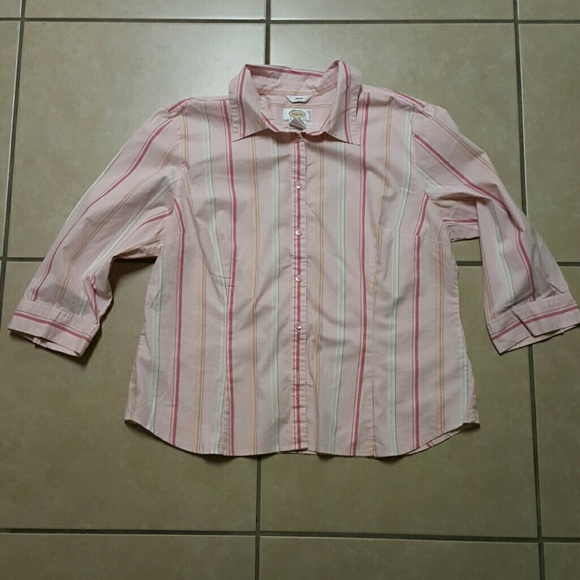 Candy pink stripe button up top