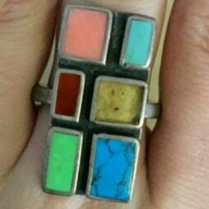 SALE Sterling Silver Turquoise Ring sz 8.5