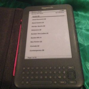 Amazon kindle ebooks reader and leather case