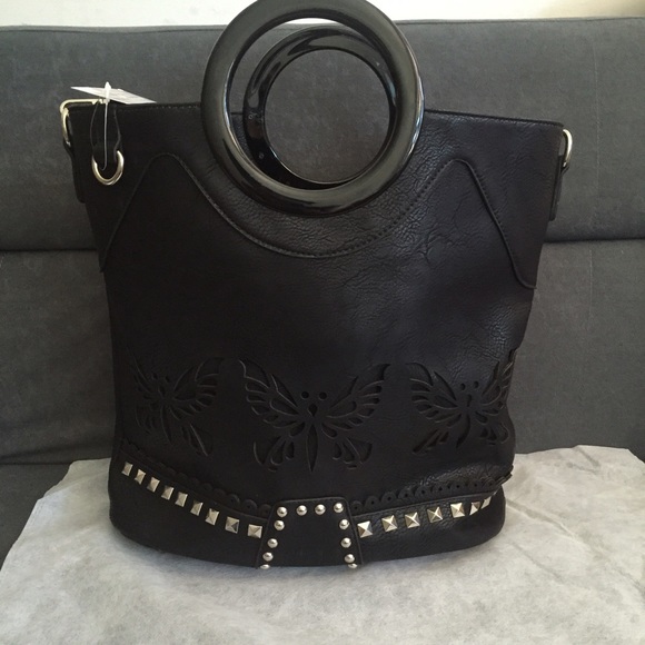 Fashion black tote handbag