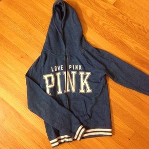 Pink blue zip up hoodie