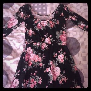 Floral pink and black dress