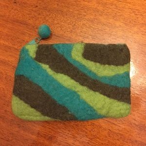 Green Felt Mini Clutch or Wallet