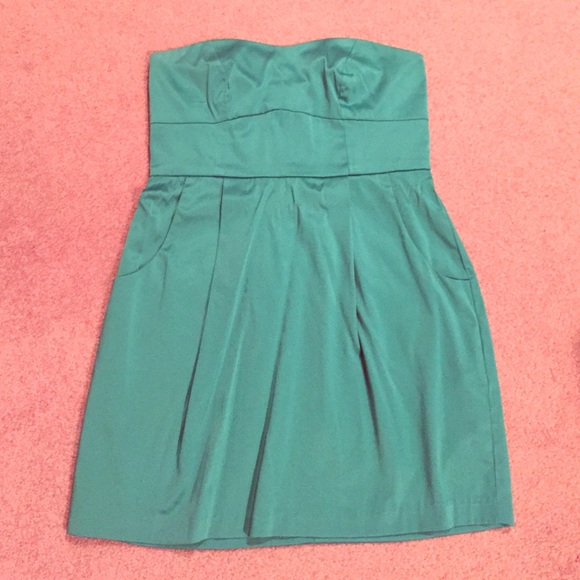 Teal strapless dress