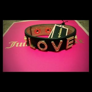 *SOLD* Juicy Couture LOVE leather crystal bracelet