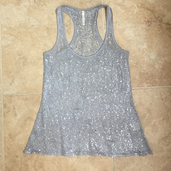 Sequined Knit Razor Back Top