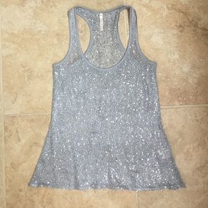 Sequined Knit Razor Back Top