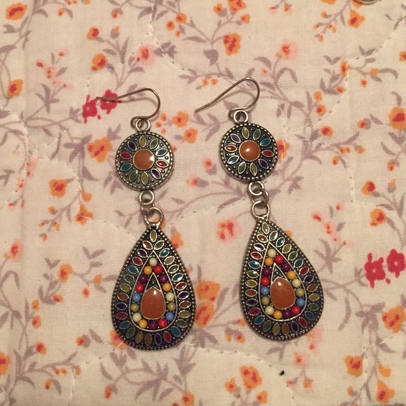 Multicolor dangly earrings sterling silver - Picture 1 of 2