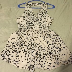 Beige and black butterfly romper