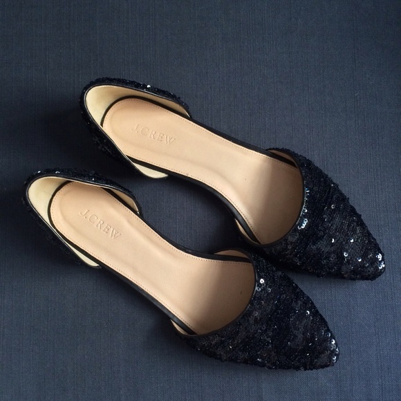 NWT. Sequin D"orsay flats. Deep navy. 10. J.Crew - Picture 1 of 4