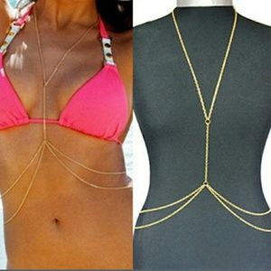 Gold Crossover Body Belly Waist Chain