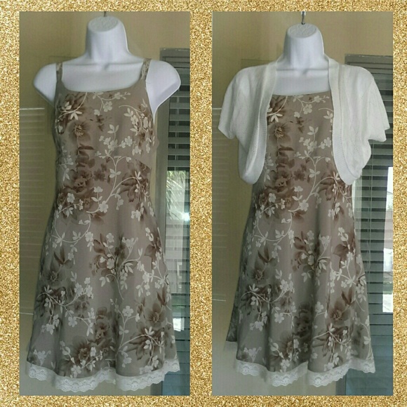 💛 Taupe Slip Dress with Sweater