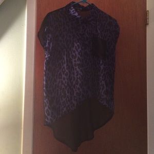 Purple/Black Cheetah Print High Low Chiffon