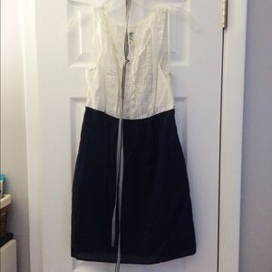 Anthropologie Sun Dress, Blue and White with Belt