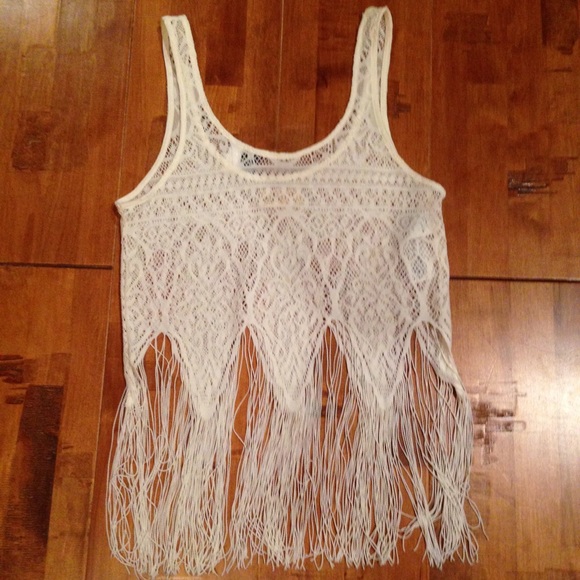 White Lace Flow Tank Top - Picture 2 of 3
