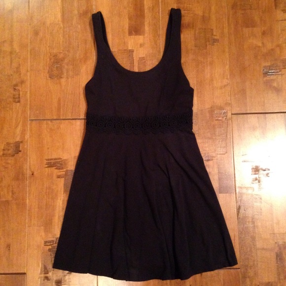 Black Skater Dress w/ Cutout Lace - Picture 2 of 3
