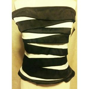 Classic Black and White Strapless Top