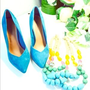 Blue Suede Pumps