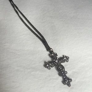 Dark silver cross necklace