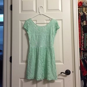 Mint Blue Lace Skater Dress