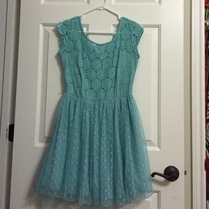 Tiffany blue tulle skater dress