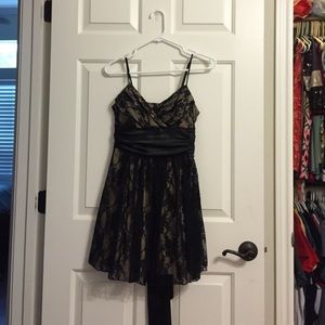 Black and nude lacy tulle dress