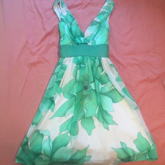 Green and white summer dress