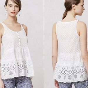 Anthropologie white eyelet tank