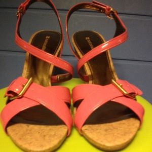 Pink Patent Leather Sandal with Cork Heel