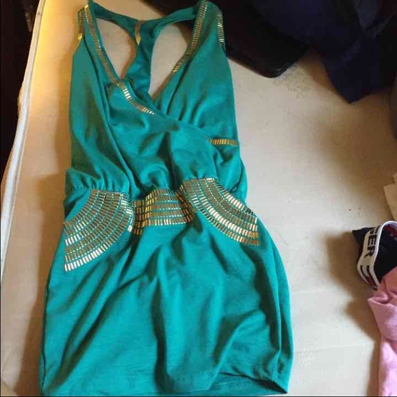 Gold print dress