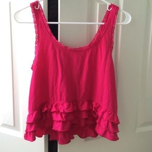pink crop top- hollister
