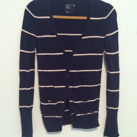 American Eagle long sleeved, striped cardigan.