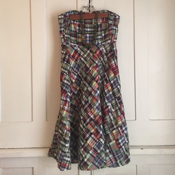 🎉FLASH SALE🎉Jcrew madras strapless dress.