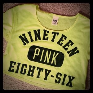 VS Pink Neon Yellow Jersey Top!