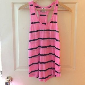 Pink with black striped Victoria's Secret tank top
