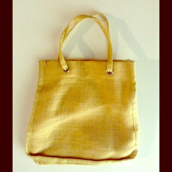 Yellow J Crew Jute Handbag