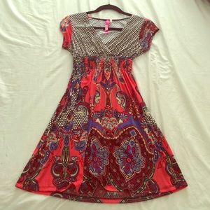 Paisely & polka dot  patterned dress