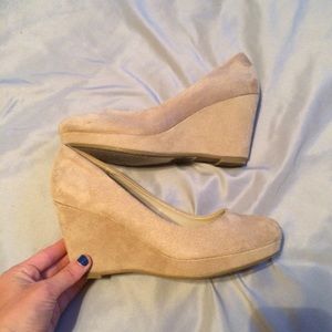 Beige/Nude Suede Wedges