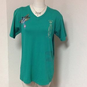 Grass green v-neck fancy tee