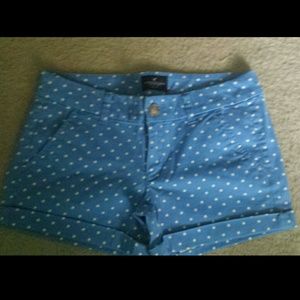 Blue & Ivory Polka Dot Midi Shorts