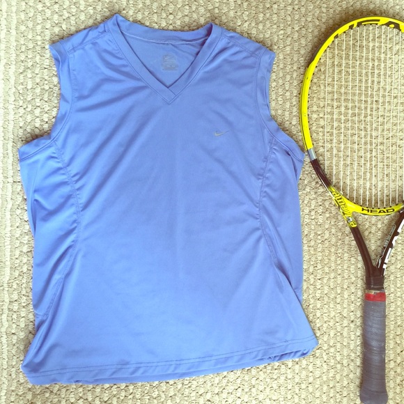 Nike sleeveless DRI FIT shirt. Medium blue.