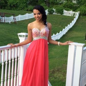 Pink Studded, One shouldered Prom dress