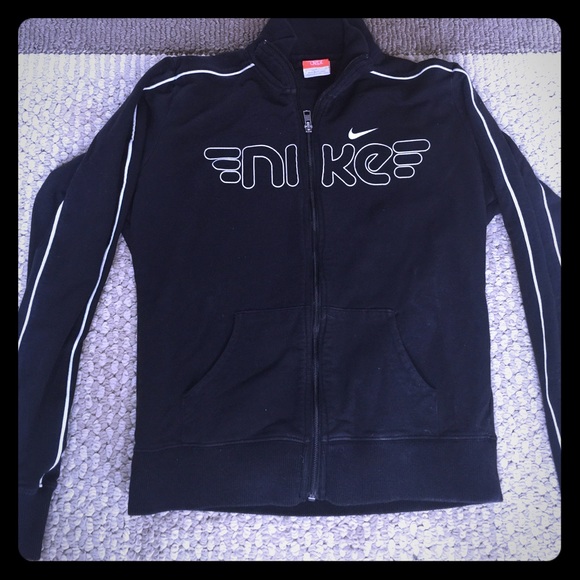 Black NIKE jacket with white trim