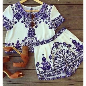 Boho two piece porcelain romper
